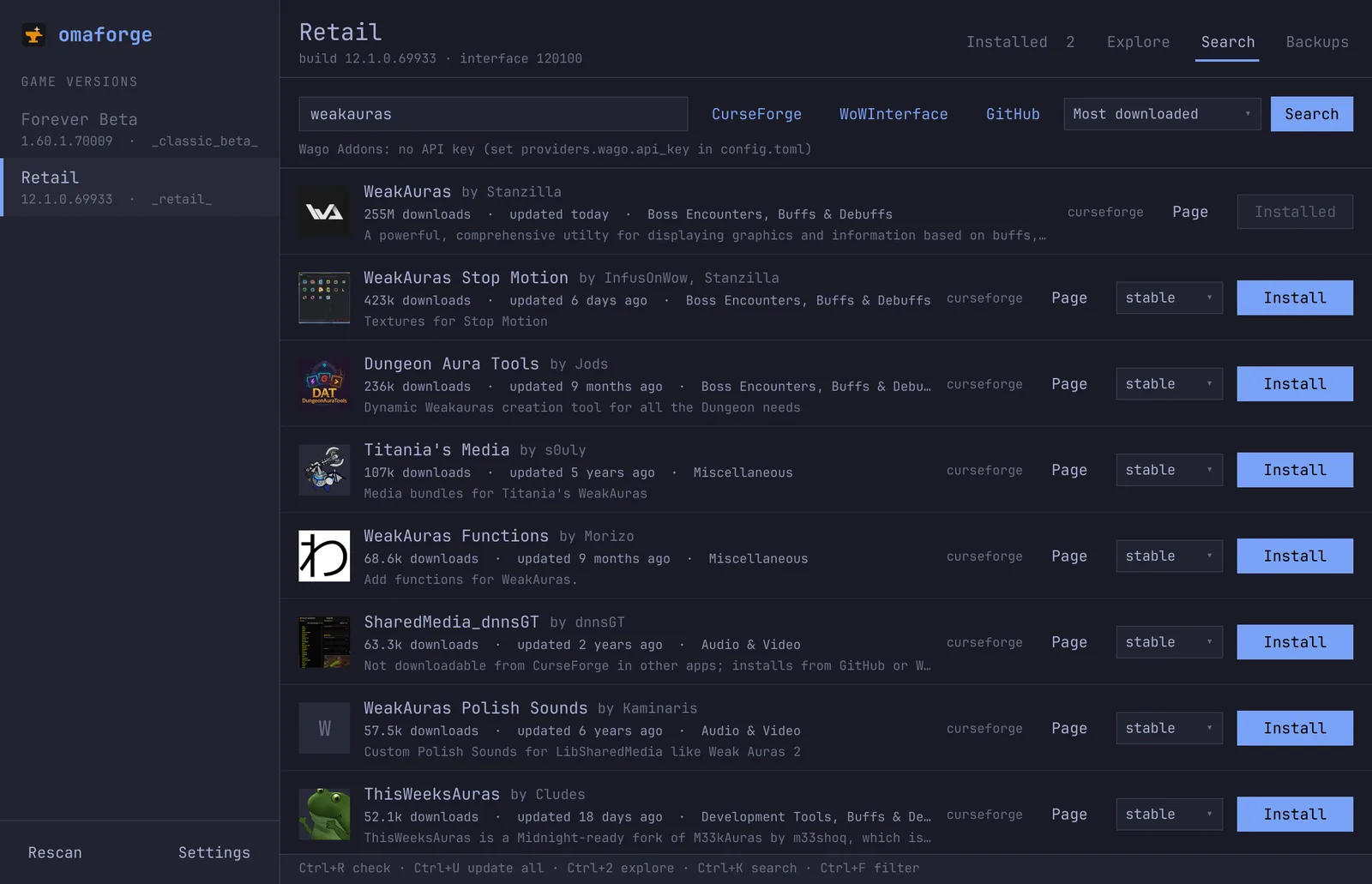Search results for WeakAuras, sorted by downloads